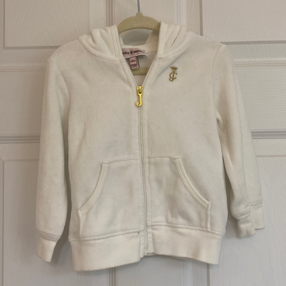 18M Juicy Couture White Velour Zip-Up Hoodie